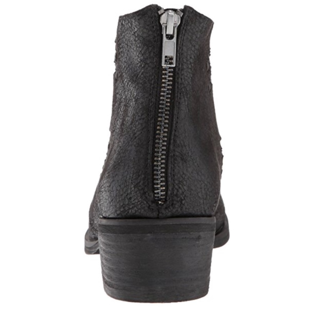 Black Woven Distressed Boho Ankle Booties - Picture 5 of 5